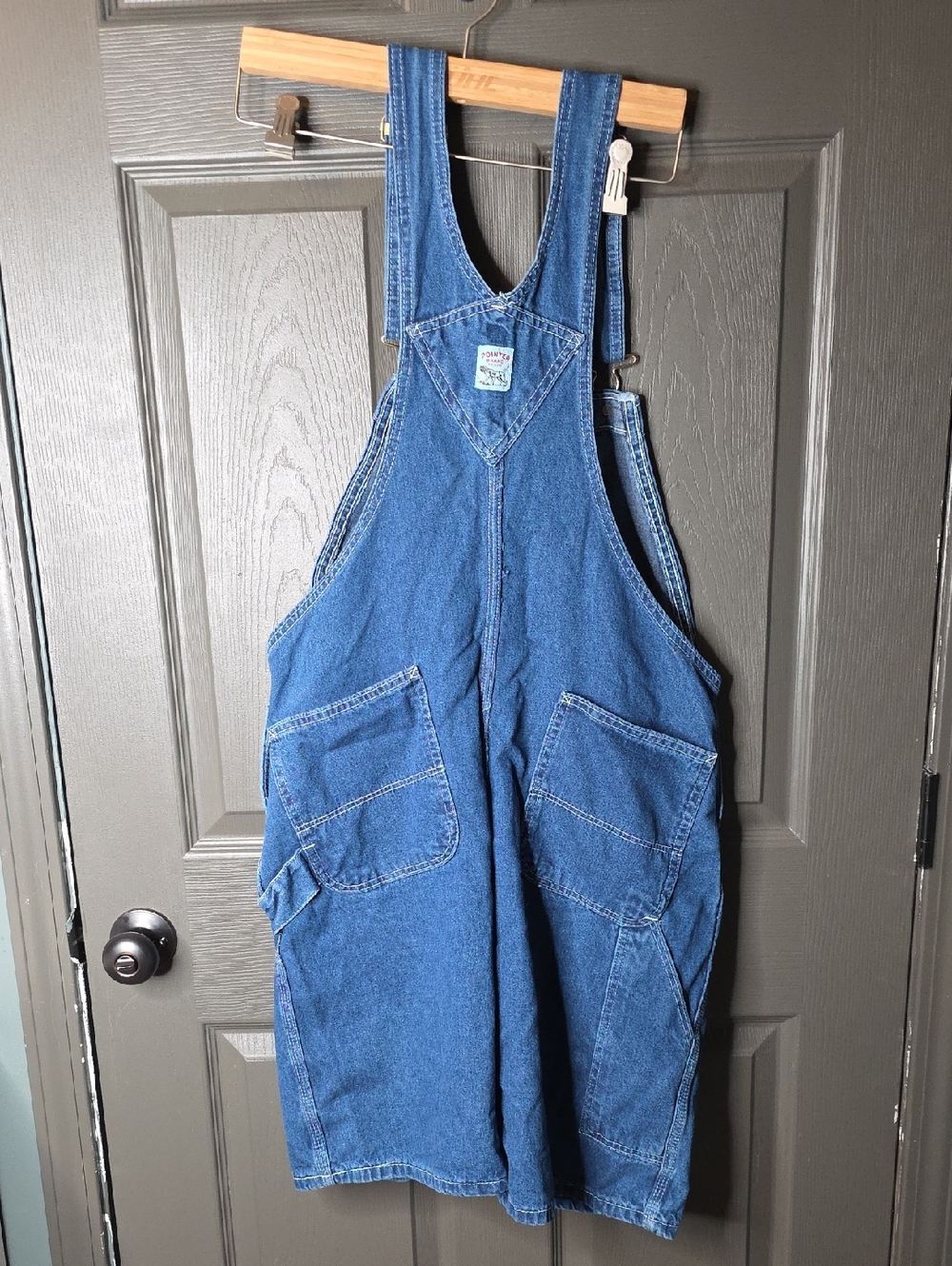 Pointer Brand Blue Denim Short Overalls with Front Pocket- VINTAGE SZ 34 - Picture 4 of 6